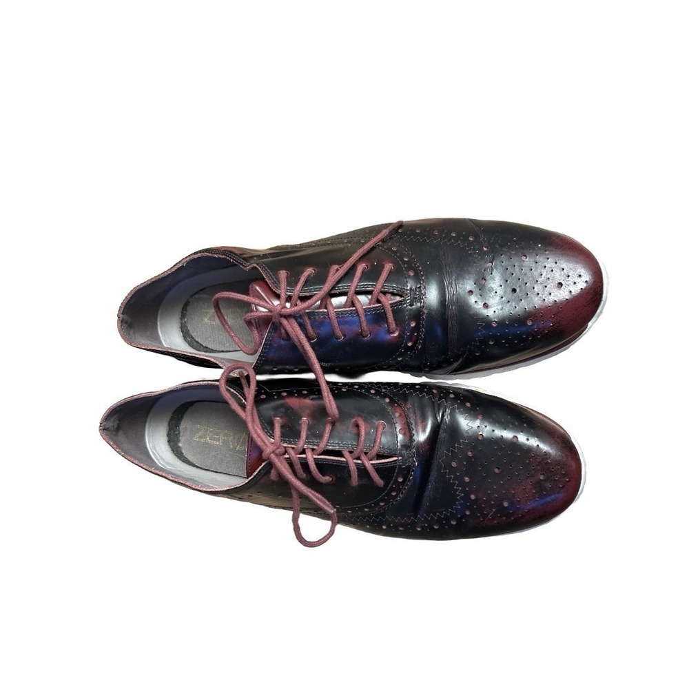 Cole Haan Zerogrand Wingtip Oxford Dress Shoes Burgundy Leather Perforated 10B